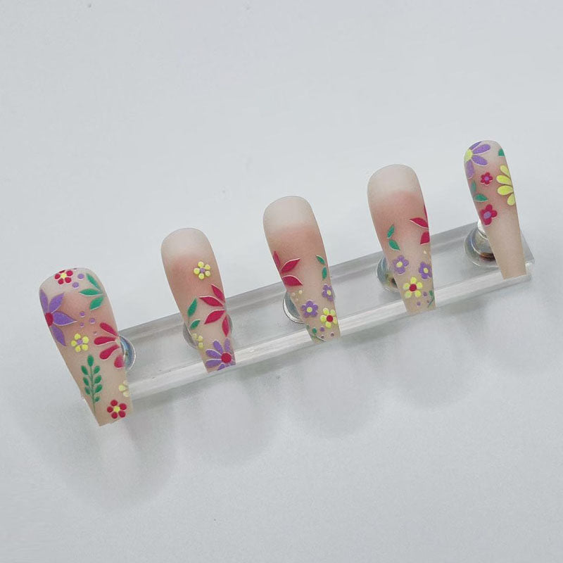 Extra long printed manicure, color inkjet painting technology  manicure stickers 24 Pieces