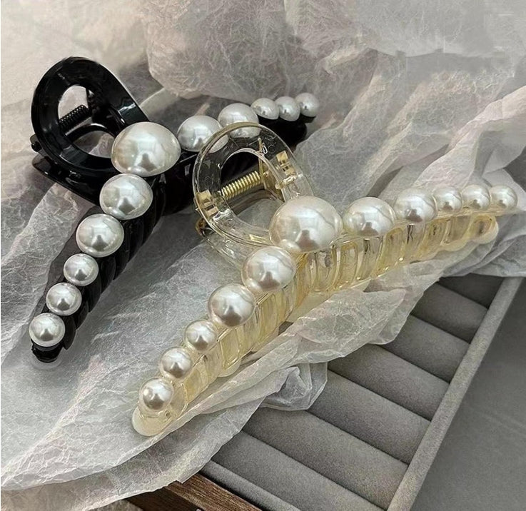 Pearl gripping clip, elegant and elegant hairdo, simple and exquisite shark clip