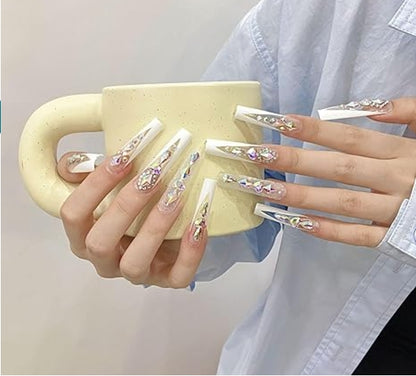 Explosive ultra-long V-shaped nail art patch for women with fake nails 10 Pieces