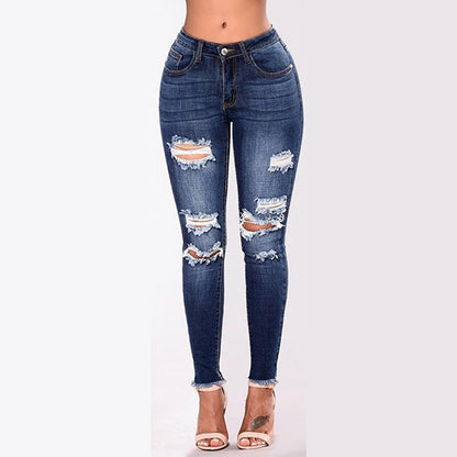 Women's Slim Fit Jeans Butt Lifting Stretchy Shredded Slim Fit Petite Pants