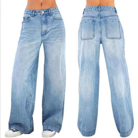 Straight Leg Baggy Jeans for Women High Waisted Streetwear